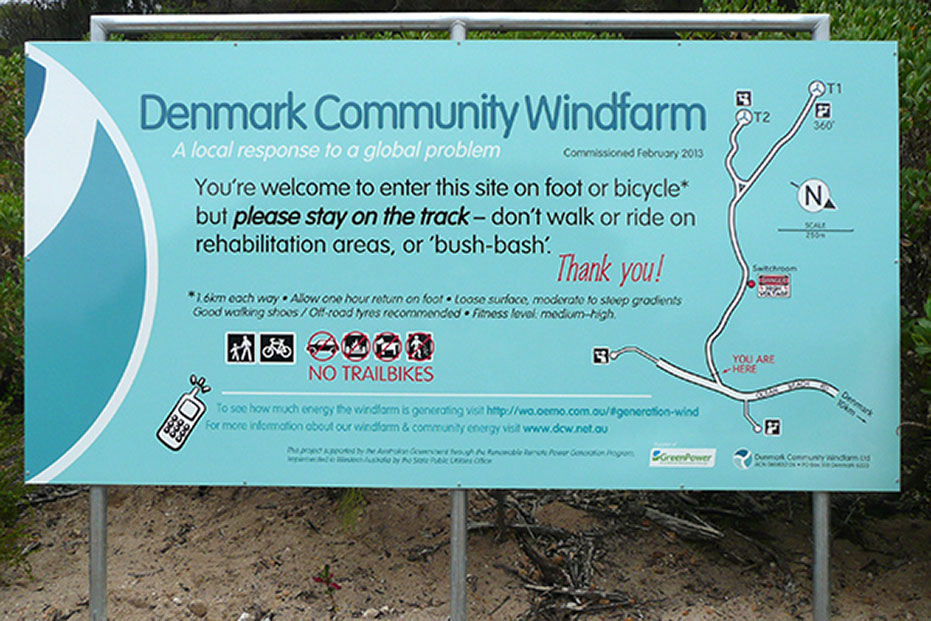 A photo of the sign showing a few rules and a basic map of the site.